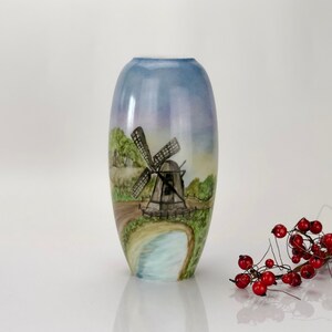 Heinrich German vase with Hand painted mill house