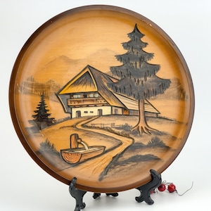 Vintage wood picture plate wall decoration