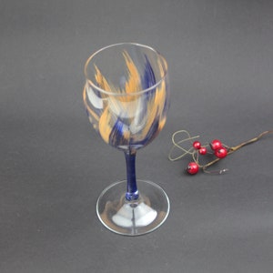 Crystal yellow and blue wine glass. Auto-term work, hand-painted. From Europe