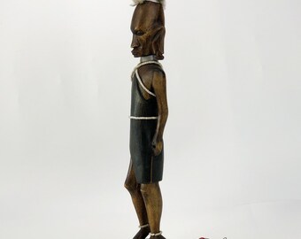 Vintage Tribal African Wood Idol, Hand Carved in 20th