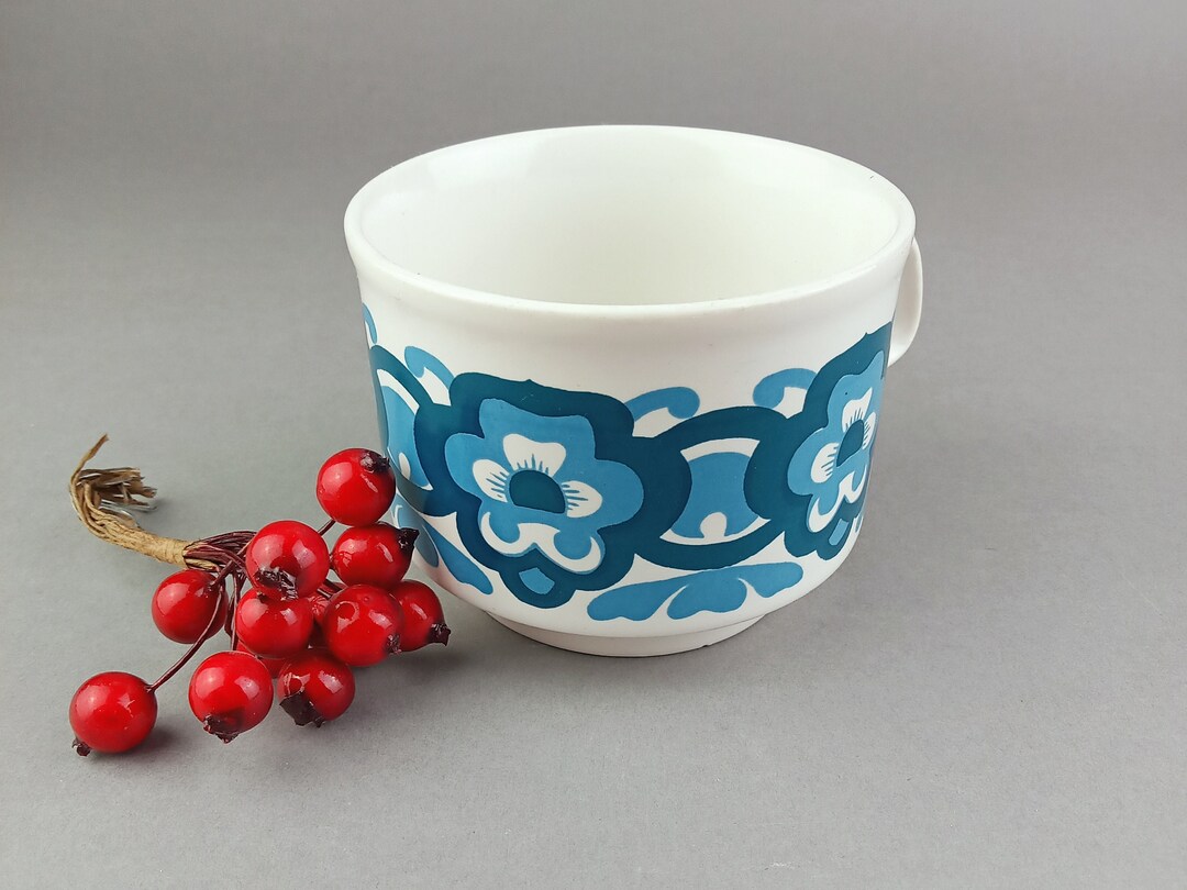 Vintage Ceramic Tea Cup With Blue Patern by Staffordshire Potteries