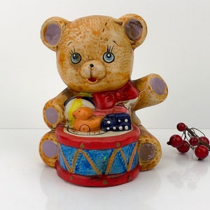 Retro ceramic happy teddy bear figurine