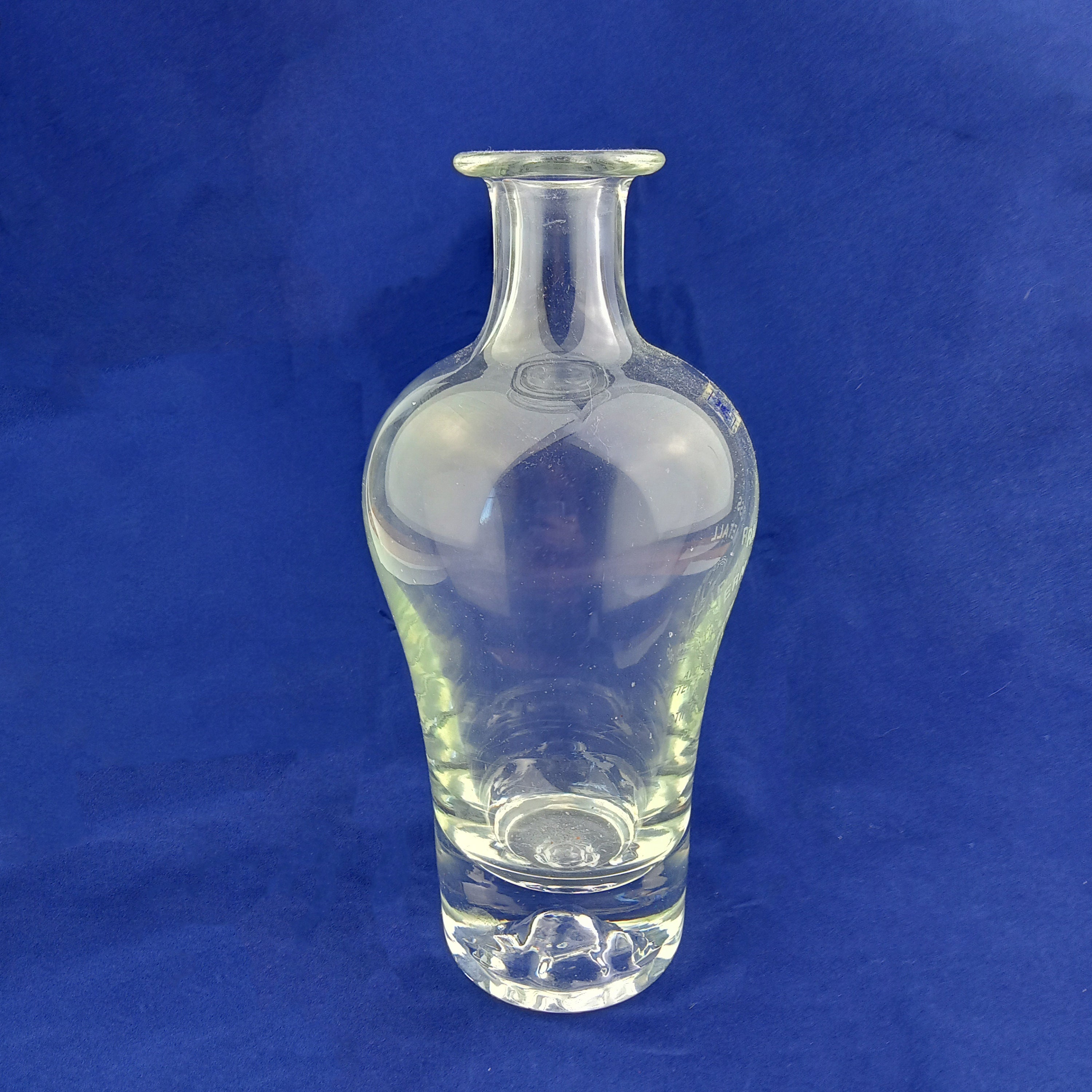 『MADE IN FINLAND 』VINTAGE GLASS BOTTLES Vintage Clear Glass Bottle by Magnor Glass Works ( Magnor