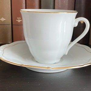 Vintage white  porcelain cup and saucer from Czechoslovakia