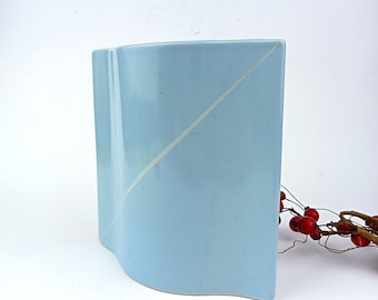 Vaso in ceramica vintage smaltato blu della Hoganas Ceramic, Svezia
