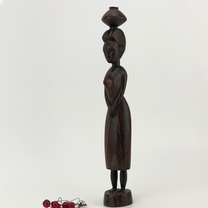 Wood hand carved girl figurine