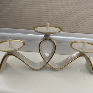 Modern vintage Elegant white porcelain candlestick holders Made in Germany.