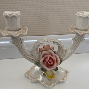 Candlestick holders Capodimonte style by Karl Ens Porcelain. Made in Europe
