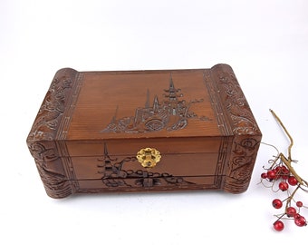 オキュパイドジャパン 少女　置物　5点セット Vintage Handmade Box With the Image of the Pagoda Made of