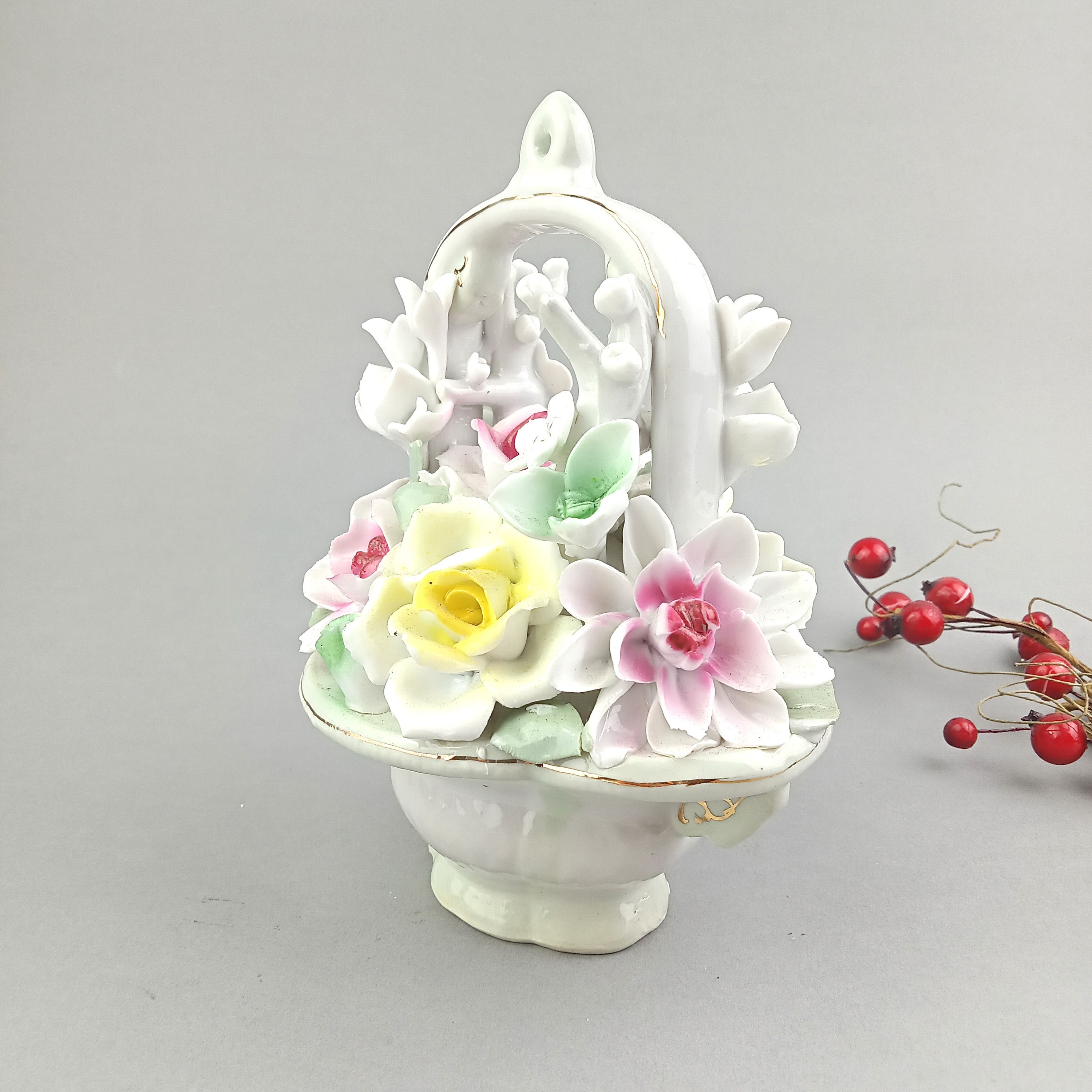 大人気 CAPODIMONTE イタリア製 陶器 花瓶➕フラワースタンド 大人気