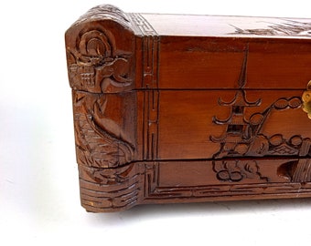 Vintage Handmade Box With the Image of the Pagoda Made of