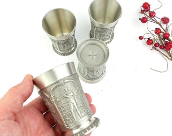 Set of Four Metal Cups Made by Tumasek Pewter 97%, Singapore
