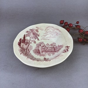 A picturesque small deep plate made by Wedgwood and Co Woodland China England.