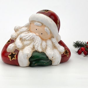 Ceramic retro santa figurine, Christmas home decor