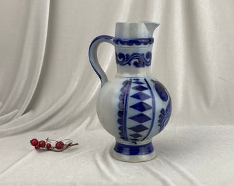 Hand crafted blue ceramic jug
