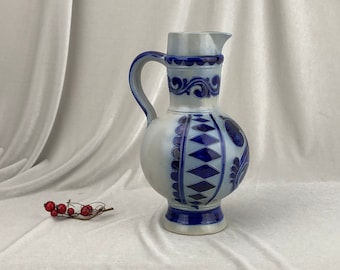 青白色 陶磁器 水差し 手作りの青い陶器の水差し - Etsy 日本
