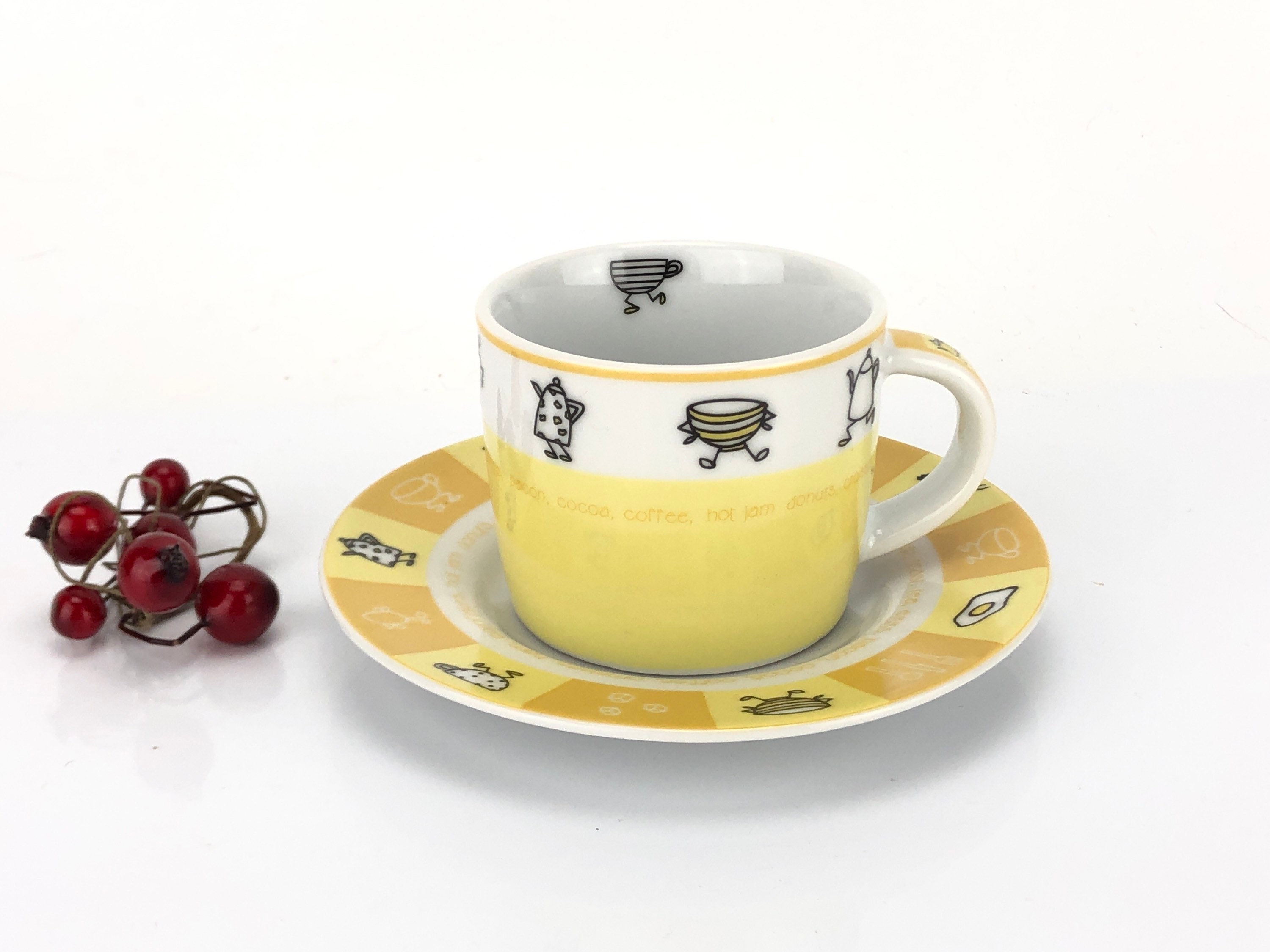 MF Design gelbe Tasse mit Untertasse