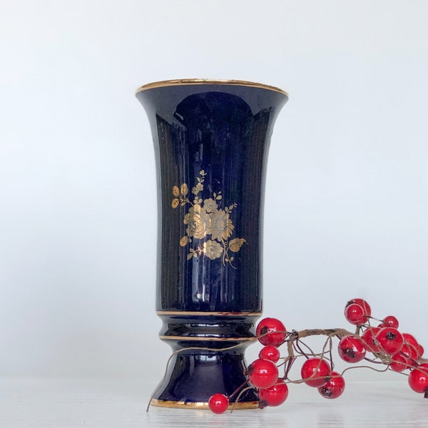 Made in Germany Vase vintage antique item, cobalt blue home decor porcelain