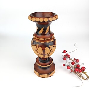 Vintage handmade wooden vase from 20th century