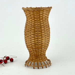 Handmade twig vase, vintage canva for porcelain vase