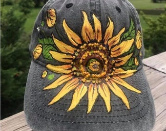 Hand Painted Trucker Hat, Forest Lake Original Landscape  display picture 3