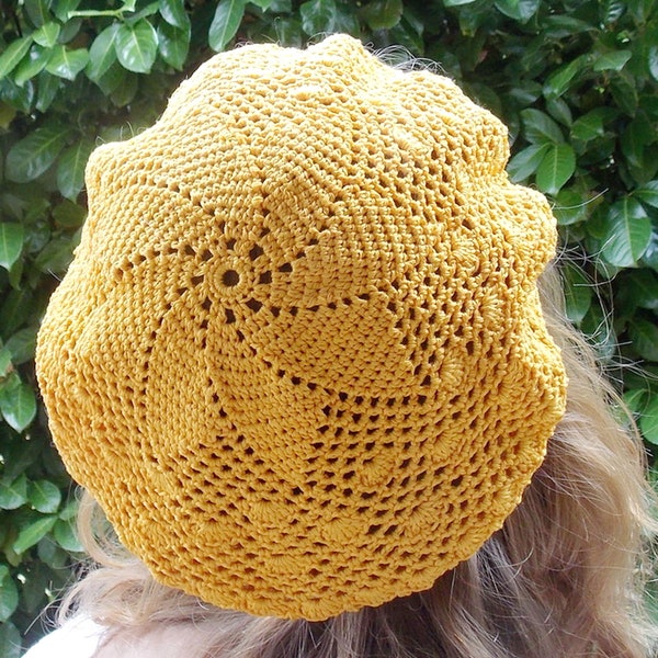 BERET   fait main création Sylvette Raisonnier artisanat français  soleil d'été