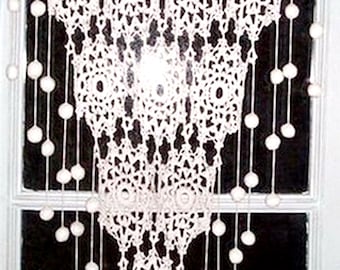 CORTINA DE GANCHILLO, HECHA A MANO, artesanía francesa, creada por Sylvette Raisonnier Pomponettes