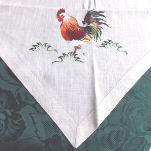 TABLE RUNNER embroidered on rectangular polylinen with pointed finish, roosters 50X150 image 2