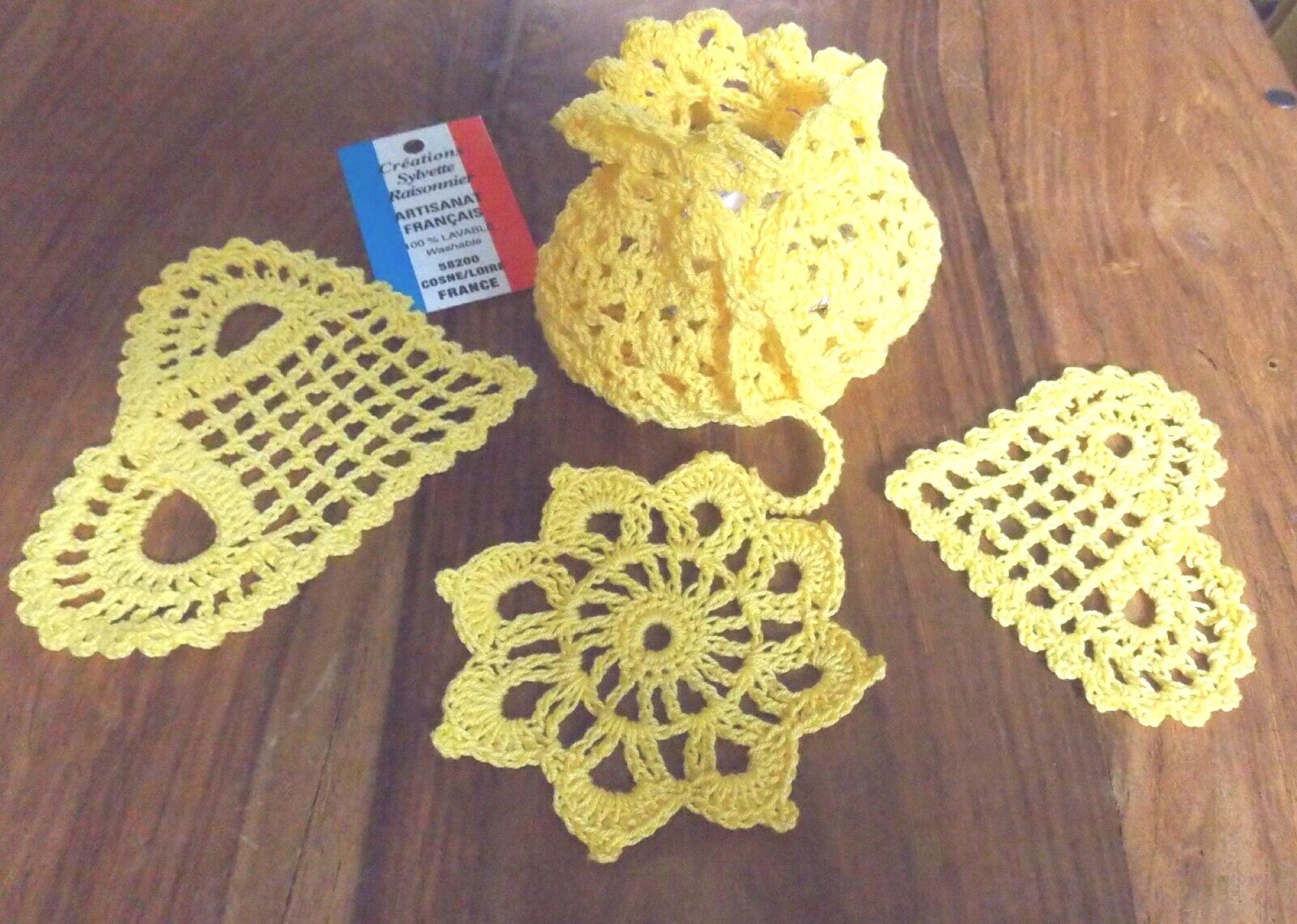 BONBONNIERE DE TABLE CROCHET MAIN CREATION S RAISONNIER LOT DE 2 BLANCHES