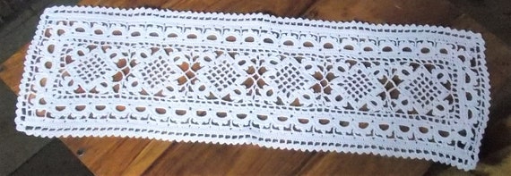 BRISE BISE rideau crochet MAIN artisanat français création sylvette Raisonnier art deco ecru 55x75 - France