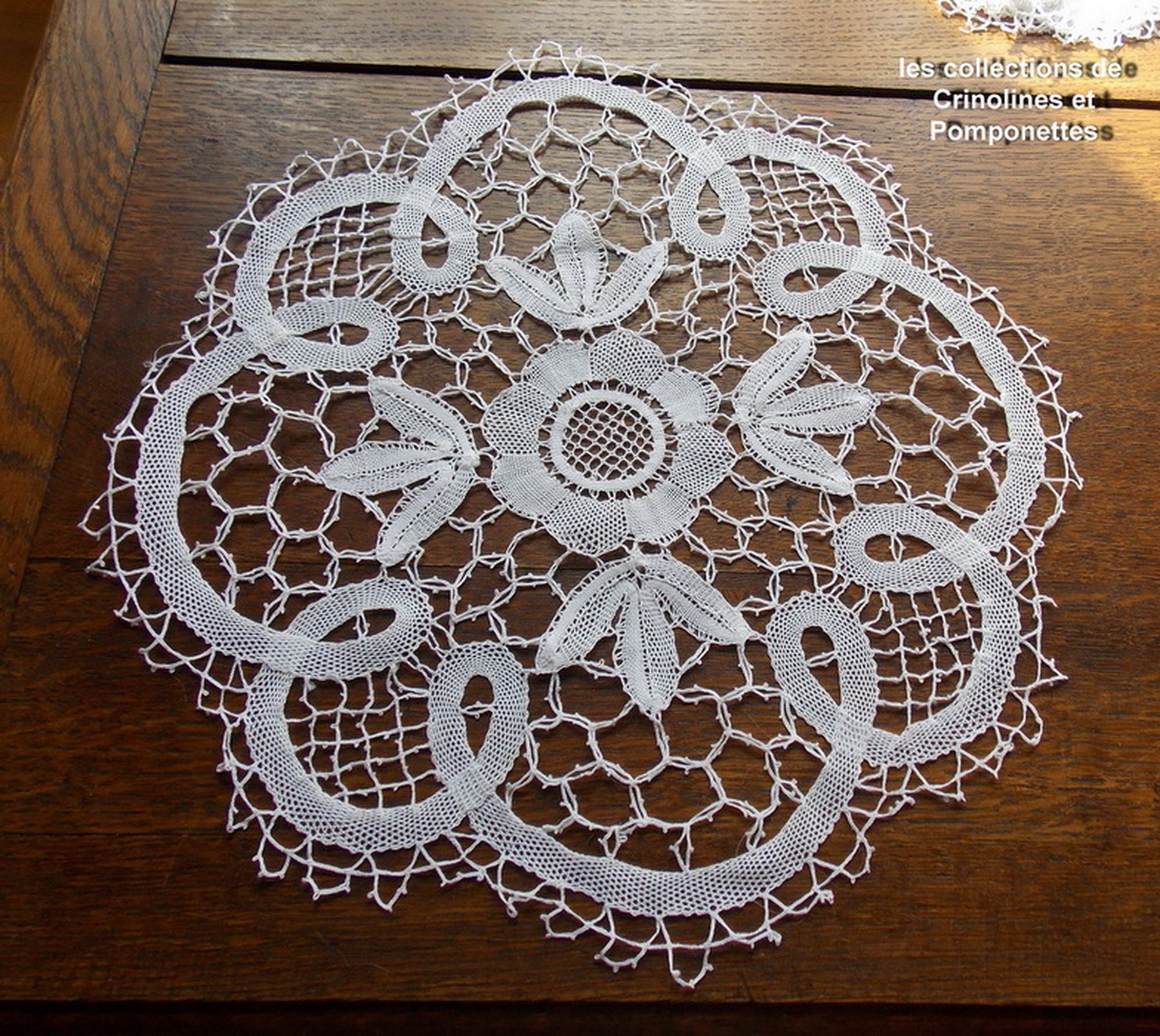 Napperon Dentelle Bruges Aux Fuseaux Rond Blanc de 33