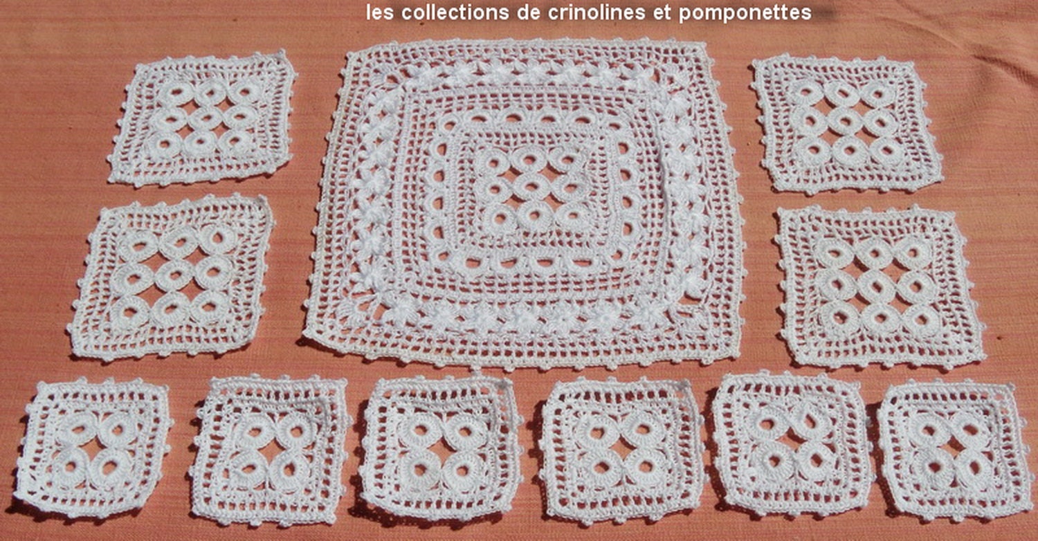 Napperons Crochet Main Artisanat Français Service Apéritif Sous Verres Blancs Creation Sylvette Rais