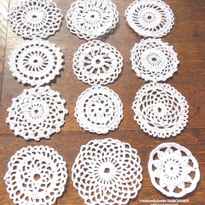 Lot De 7 Sous-verres Ronds En Coton Perlé, Création Sylvette Raisonnier, Artisanat Français