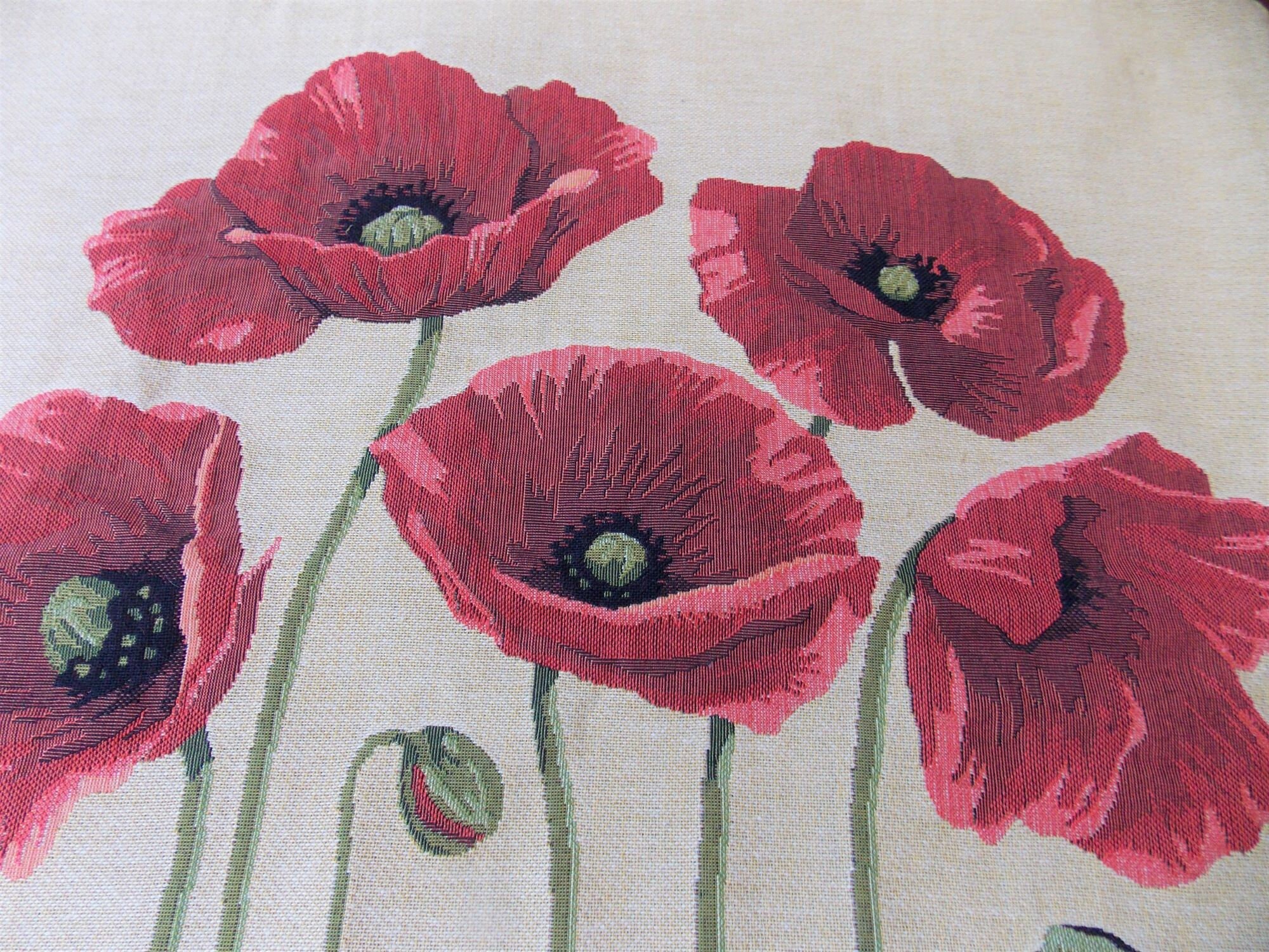 Housse de Coussin en Tapisserie Pavots Les 5 Fleurs