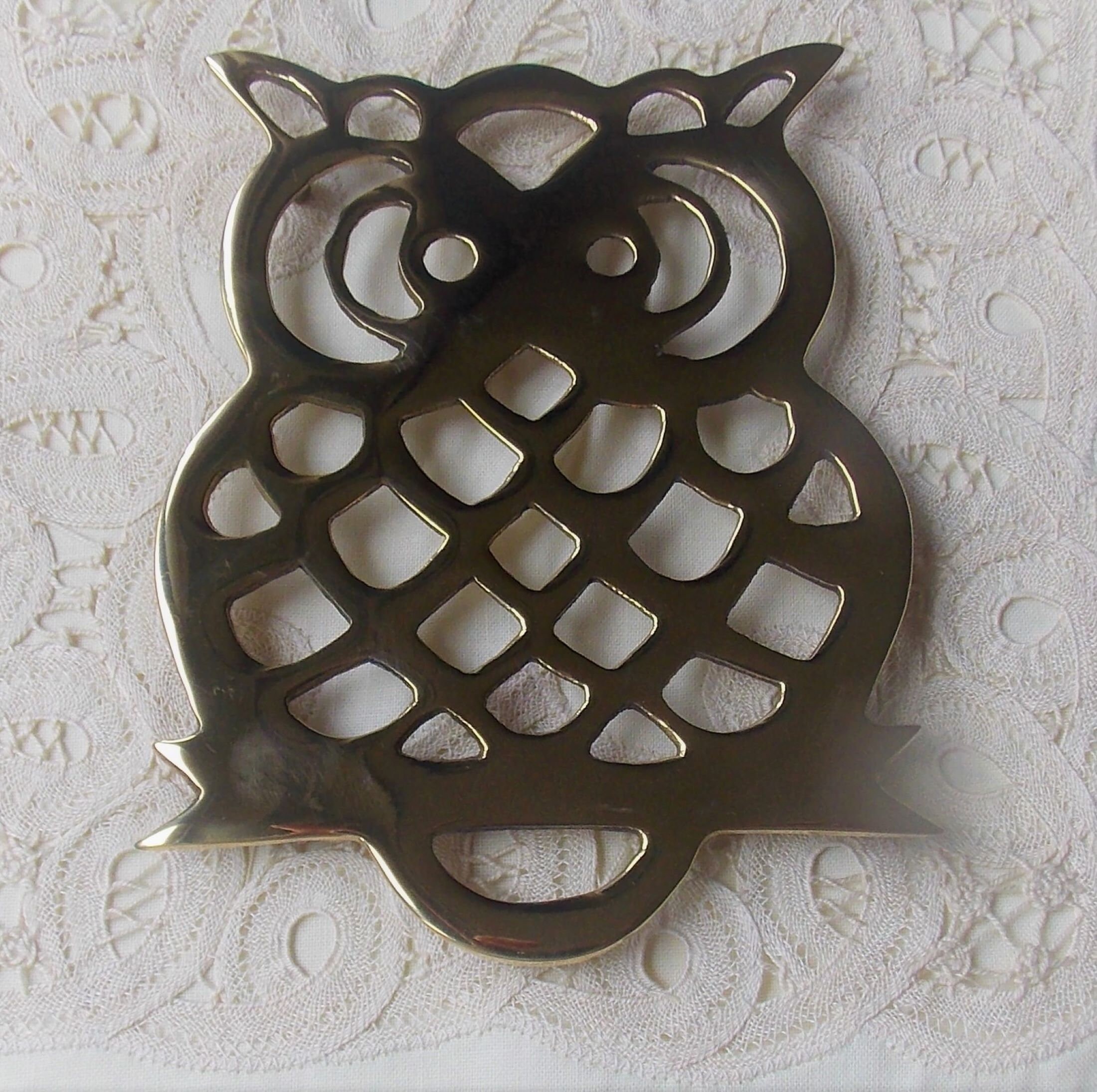 Dessous de Plat Décoratif Chouette Collec Tion en Laiton Massif