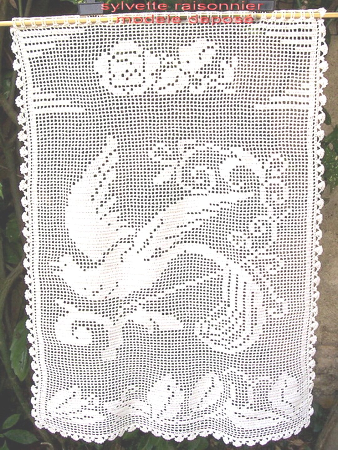 Rideau Brise-bise Crocheté Artisanal Français – Sur Mesure, Coton, Style Art Déco