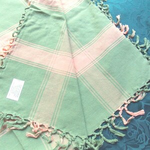 Handgeweven tafelkleed in Madras met handgeknoopte franjes, 135 cm vierkant, Arlequin