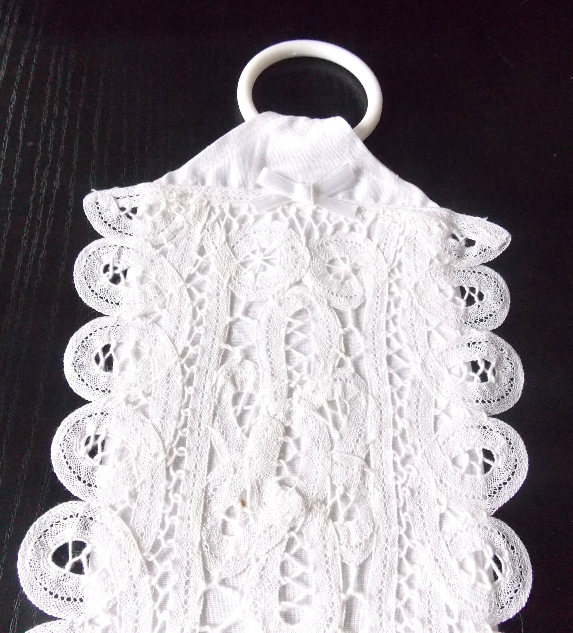 PORTE ROULEAUX PAPIER toilette brodé main 2 places dentelle renaissance blanc - France