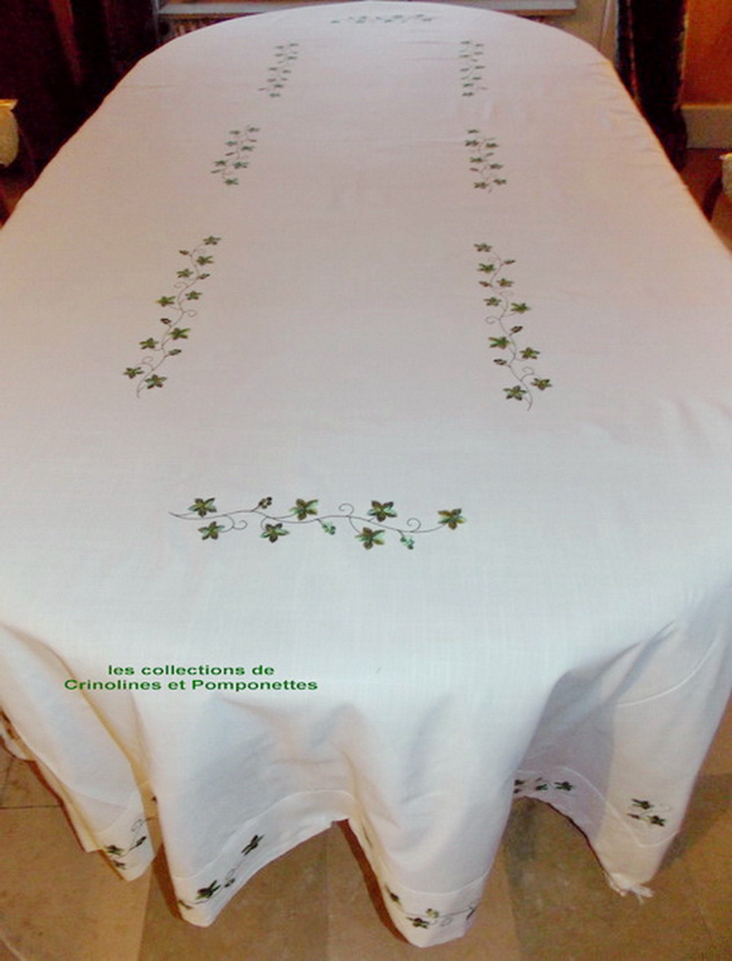 NAPPE BRODEE SERVICE de table sur polylin ecru clair 3.5m - Etsy France