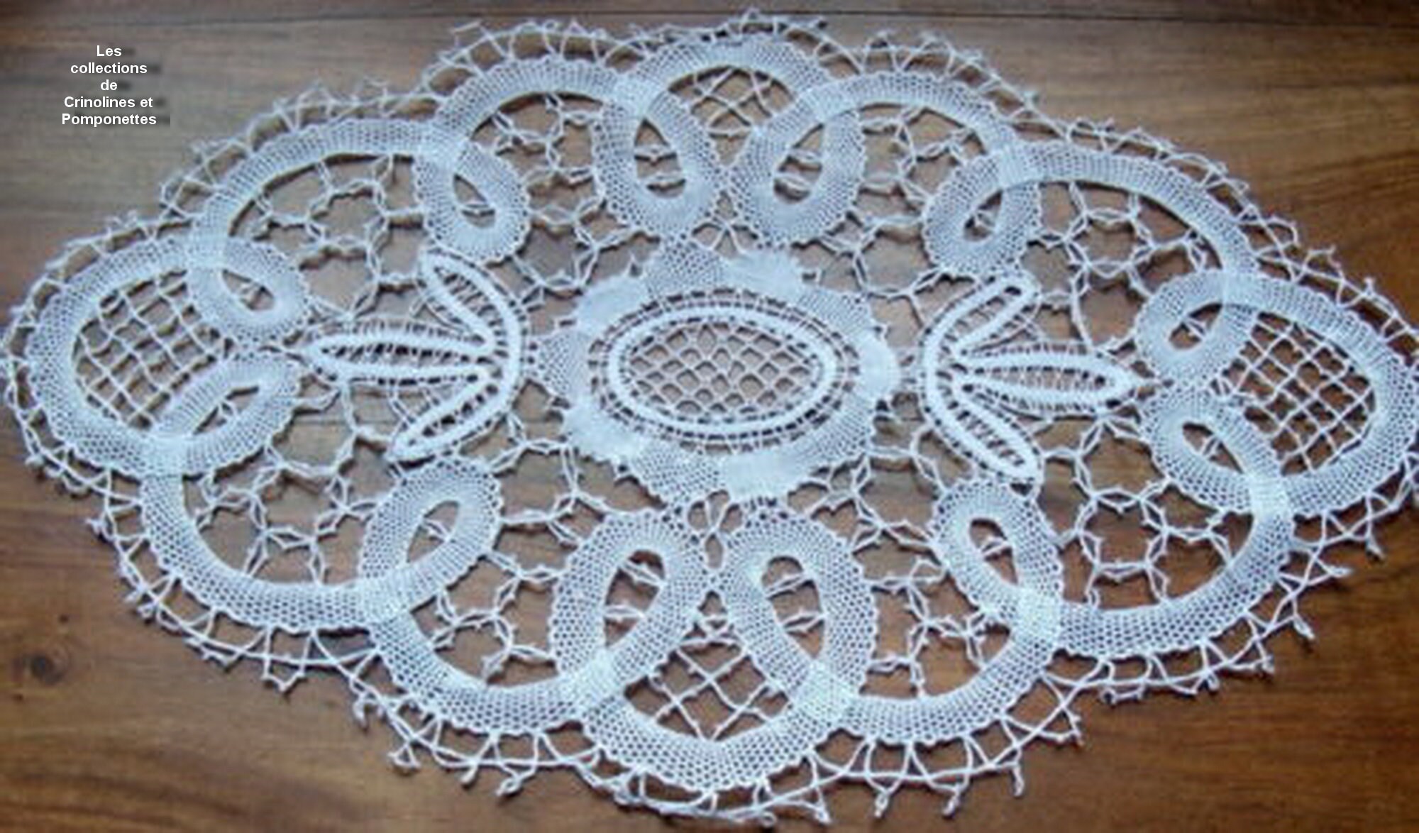 Napperon Dentelle Bruges Aux Fuseaux Ovale Blanc 31x46