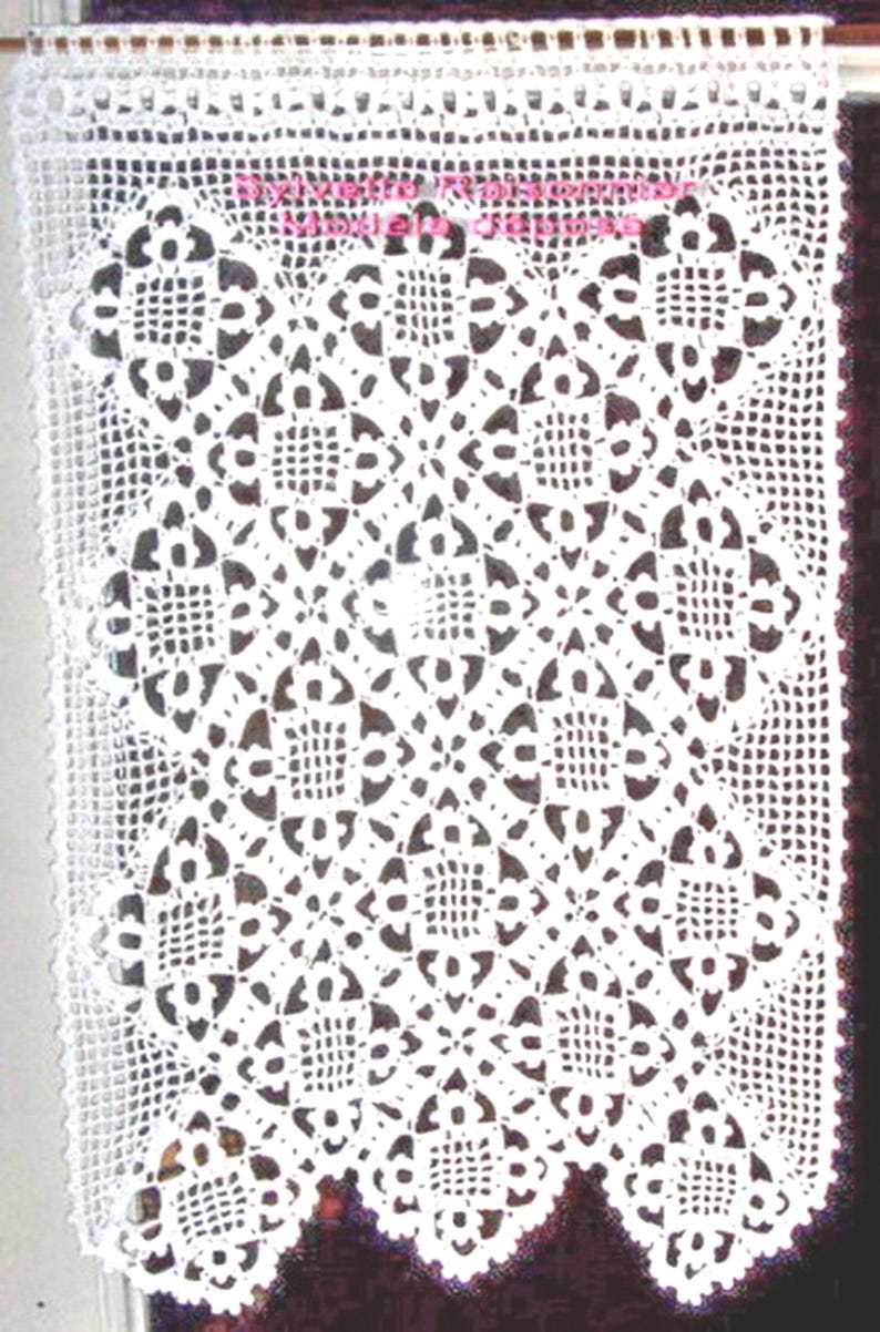 Cortina/brise de ganchillo hecha a mano, artesanía francesa, diseño Sylvette Raisonnier, modelo Belle imagen 1