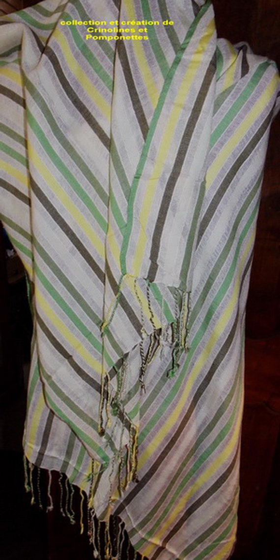 CHALE ETOLE SCARF in Striped Viscose Cheesecloth on an Ecru - Etsy
