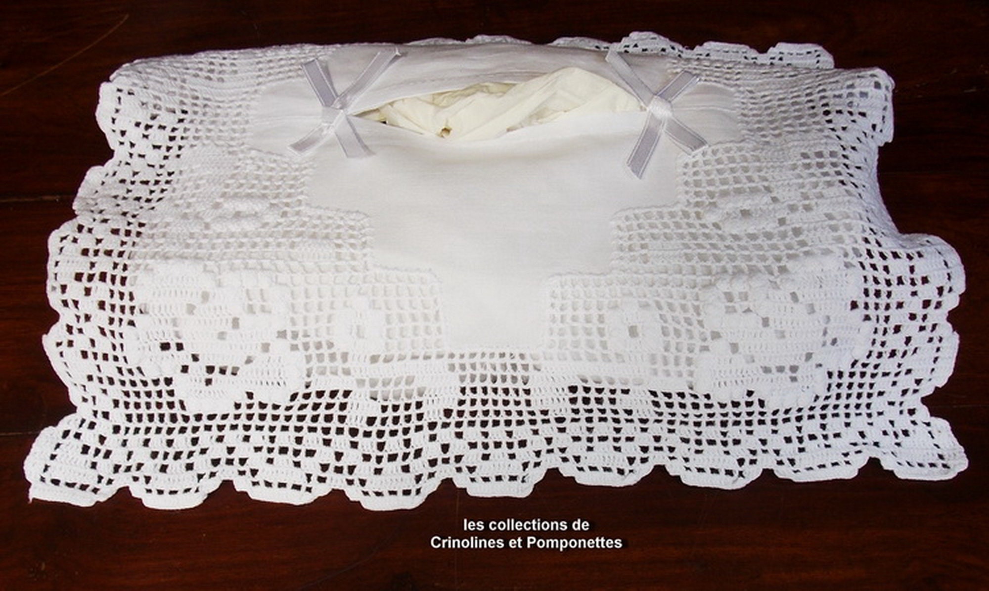 Cache Boite à Mouchoirs Couvre Boite Brode Main Tour Dentelle Au Crochet Fait Blanc