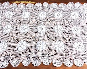 ART CROCHET PLACEMAT handmade fine thread rectangular 40x60 table runner