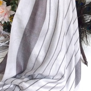 CHALE STOLE scarf in viscose etamine striped damask range of GRAY