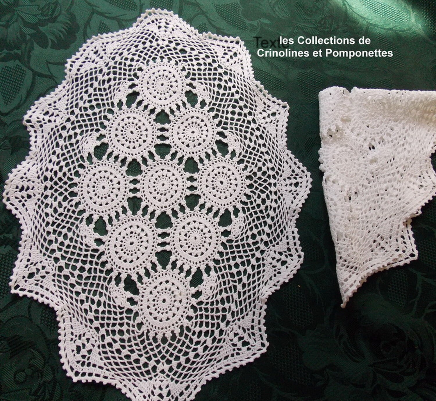 Napperons Crochet Main Fabrication Artisanale Lot de 2Blancs Ovales 30x45