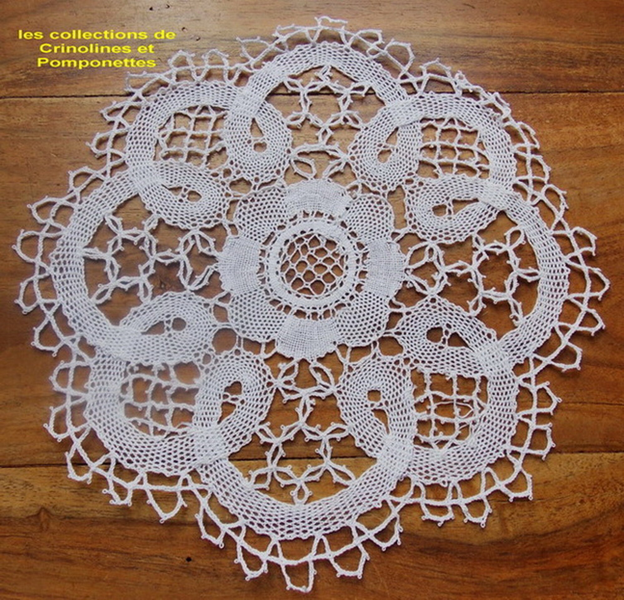 Napperon Dentelle Bruges Aux Fuseaux Rond Blanc de 22 cm