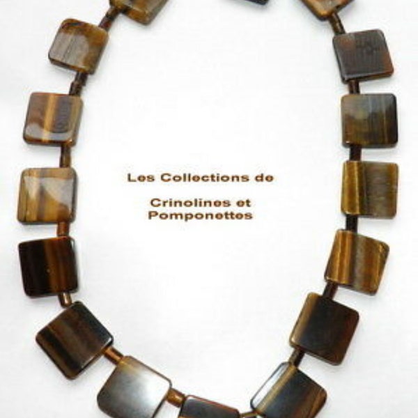 COLLIER de PIERRE FINE   oeil de tigre ras de cou   carrés