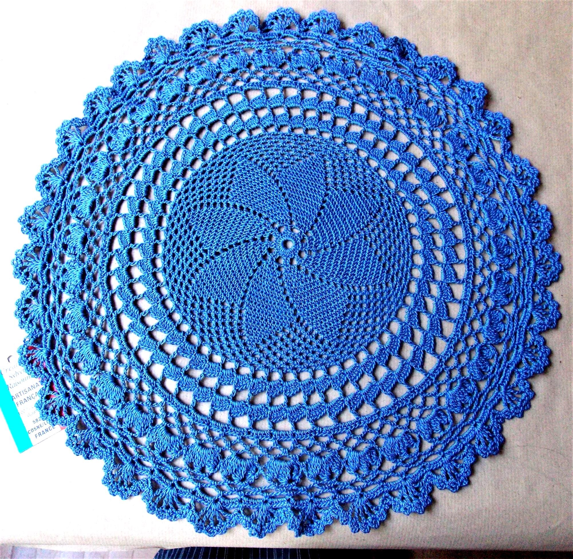 NAPPERONS CROCHET MAIN ARTISANAT FRANCAIS CHOUETTES lot de 5