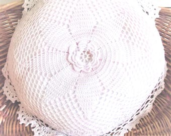 CUSHION, SYLVETTERAISONNIER creation, hand-crocheted, French craftsmanship, ARMELLE edelweiss